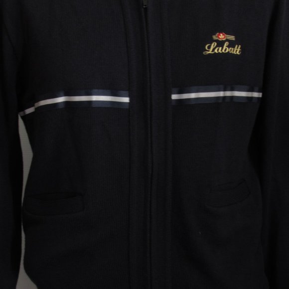 Vintage Labatt's Knit Cardigan Dark Blue Black Beer Promotion EUC Sz Large - Picture 7 of 14